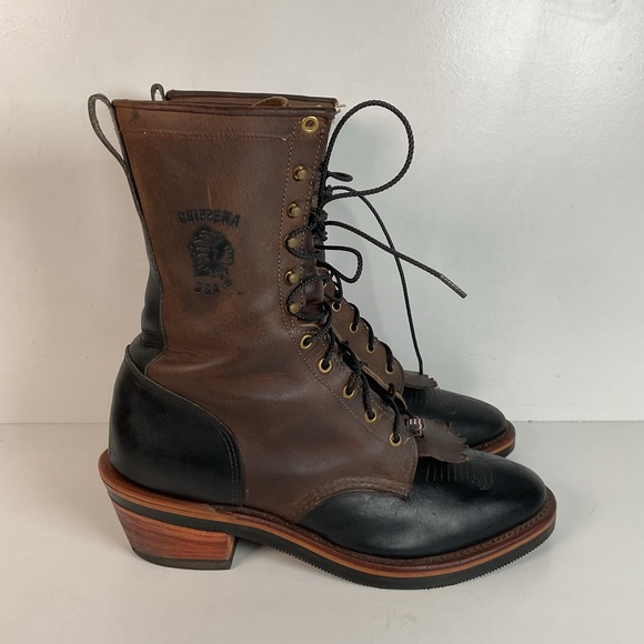 Vintage Chippewa Apache Packer Boots 10 EE USA Made Crazy Horse Soft Toe - Picture 12 of 15